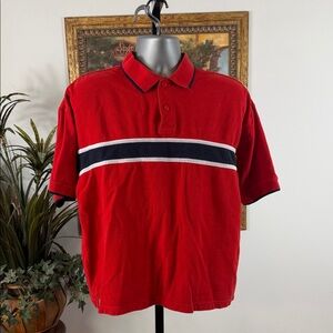 Classic Red Polo Shirt with Black and White Stripe XL Short Sleeve